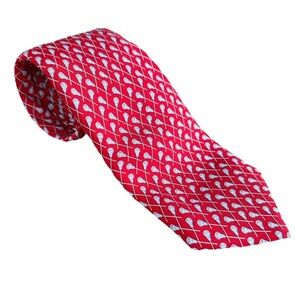 Vineyard Vines Red Silk Tie with White Lacrosse Motif